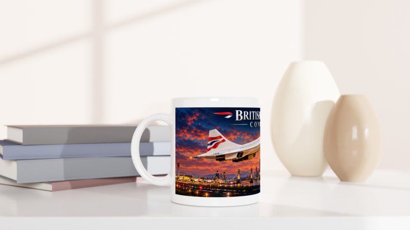 Concorde Mug White Ceramic 11oz London Skyline Aviation Gift