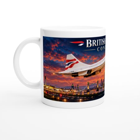 Concorde Mug White Ceramic 11oz London Skyline Aviation Gift