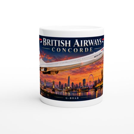 Concorde Mug White Ceramic 11oz London Skyline Aviation Gift