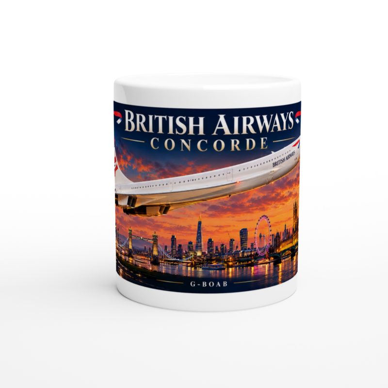 Concorde Mug White Ceramic 11oz London Skyline Aviation Gift