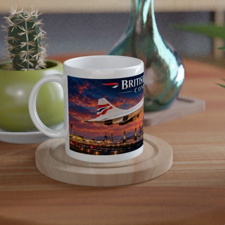 Concorde Mug White Ceramic 11oz London Skyline Aviation Gift
