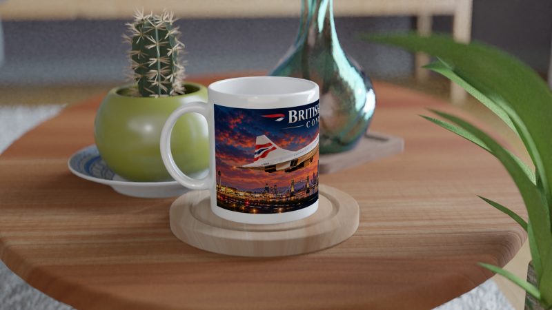 Concorde Mug White Ceramic 11oz London Skyline Aviation Gift