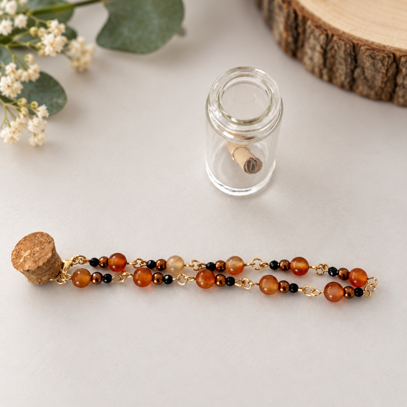 Carnelian Gemstone Bracelet in a Bottle – Handmade Gift
