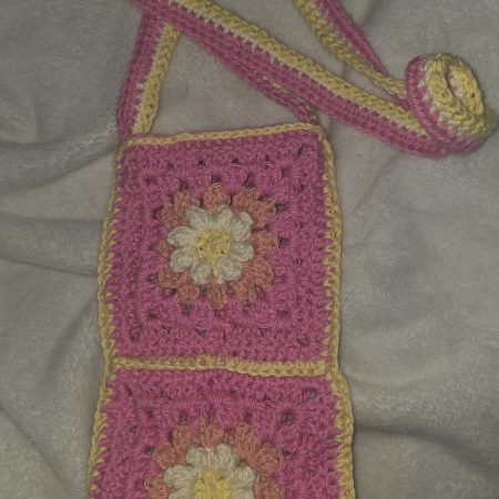 Handmade Granny Square Floral Phone Bag - Made to order custom colours