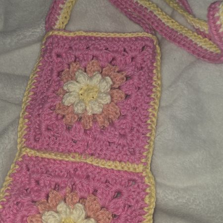 Handmade Granny Square Floral Phone Bag - Made to order custom colours