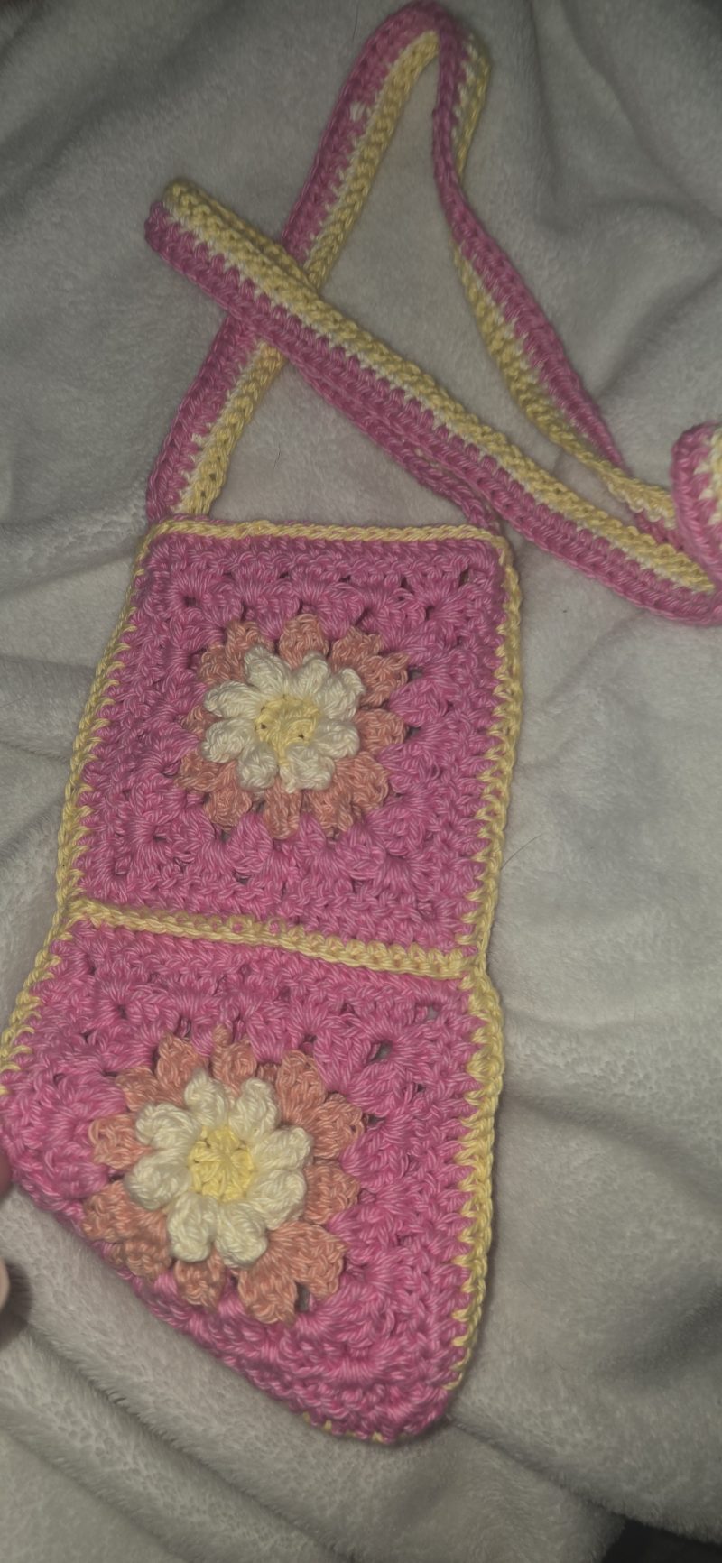 Handmade Granny Square Floral Phone Bag - Made to order custom colours