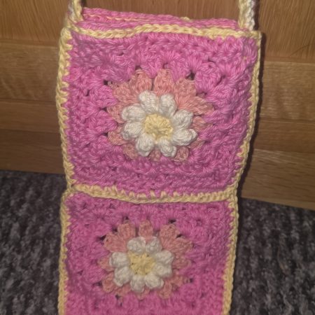 Handmade Granny Square Floral Phone Bag - Made to order custom colours