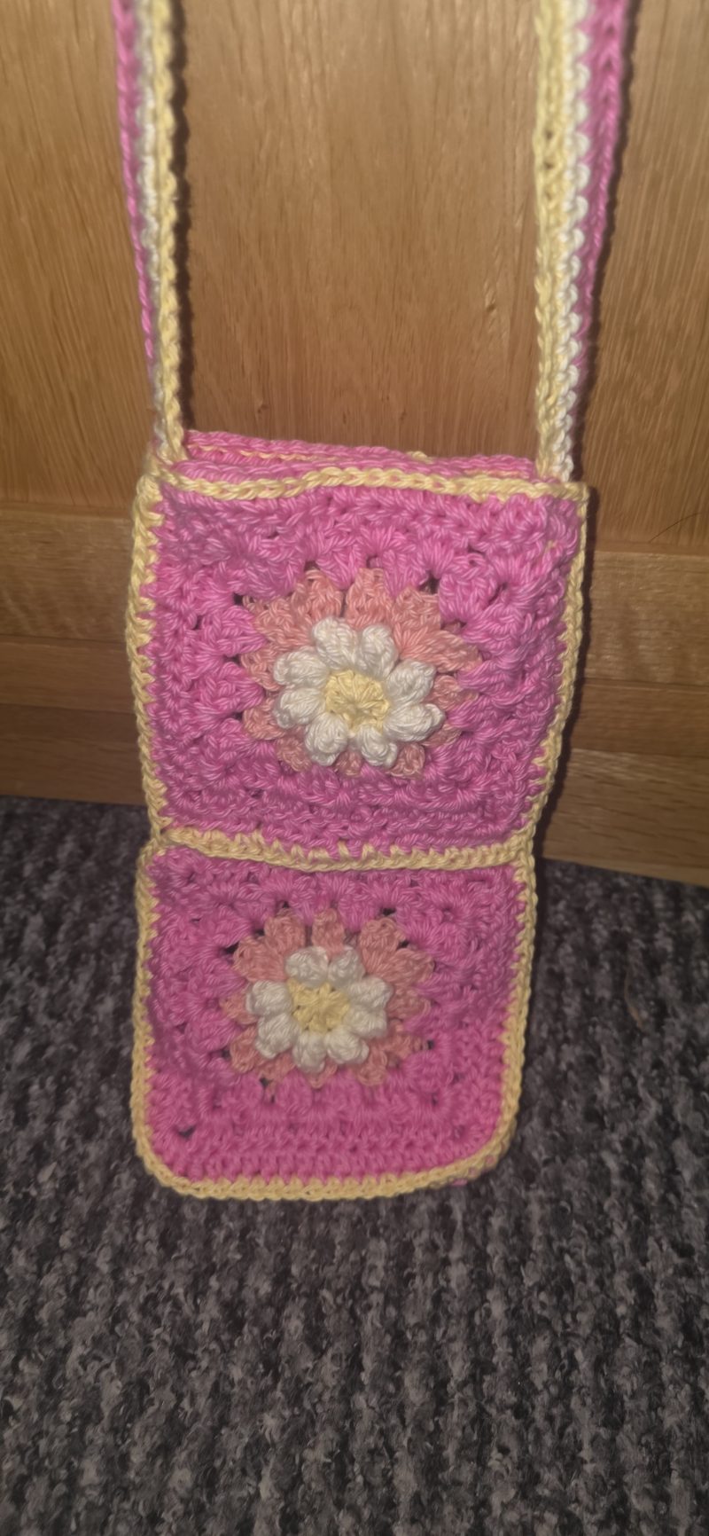 Handmade Granny Square Floral Phone Bag - Made to order custom colours