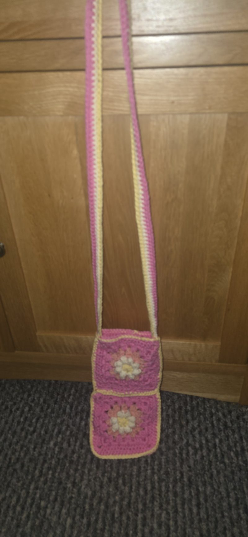 Handmade Granny Square Floral Phone Bag - Made to order custom colours