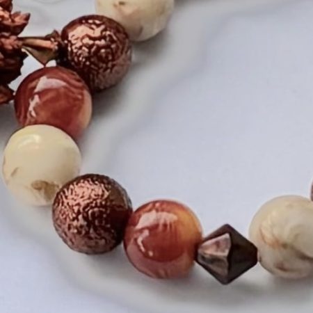Chunky Autumn Beaded Stretch Bracelet, Mixed Beads