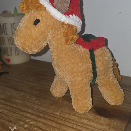 Handmade Christmas Horse Plushie | Festive Crochet Horse Soft Toy | Christmas Gift & Decoration