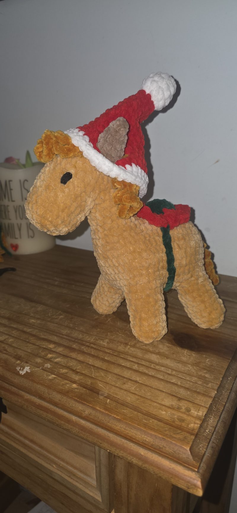 Handmade Christmas Horse Plushie | Festive Crochet Horse Soft Toy | Christmas Gift & Decoration
