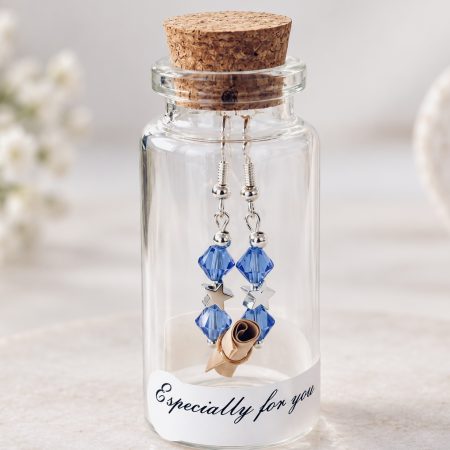 Sapphire Blue Swarovski Crystal Star Earrings in a Bottle