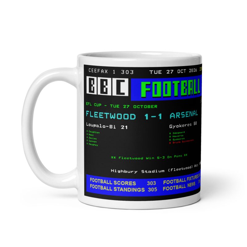 Fleetwood Arsenal Mug Ceramic 11oz Retro Football Banter
