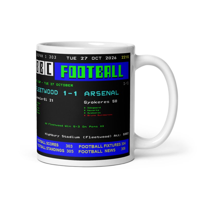 Fleetwood Arsenal Mug Ceramic 11oz Retro Football Banter