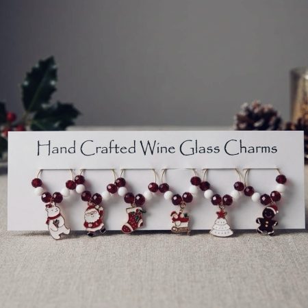 Red and White Wine Glass Charms Set of 6