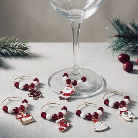 Red and White Wine Glass Charms Set of 6