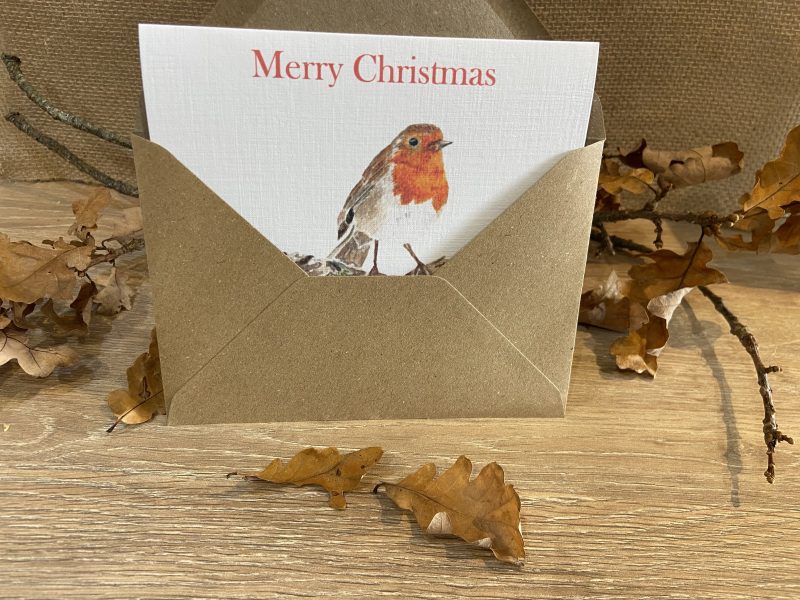 Watercolour Robin Christmas card