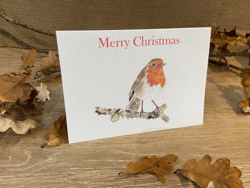 Watercolour Robin Christmas card