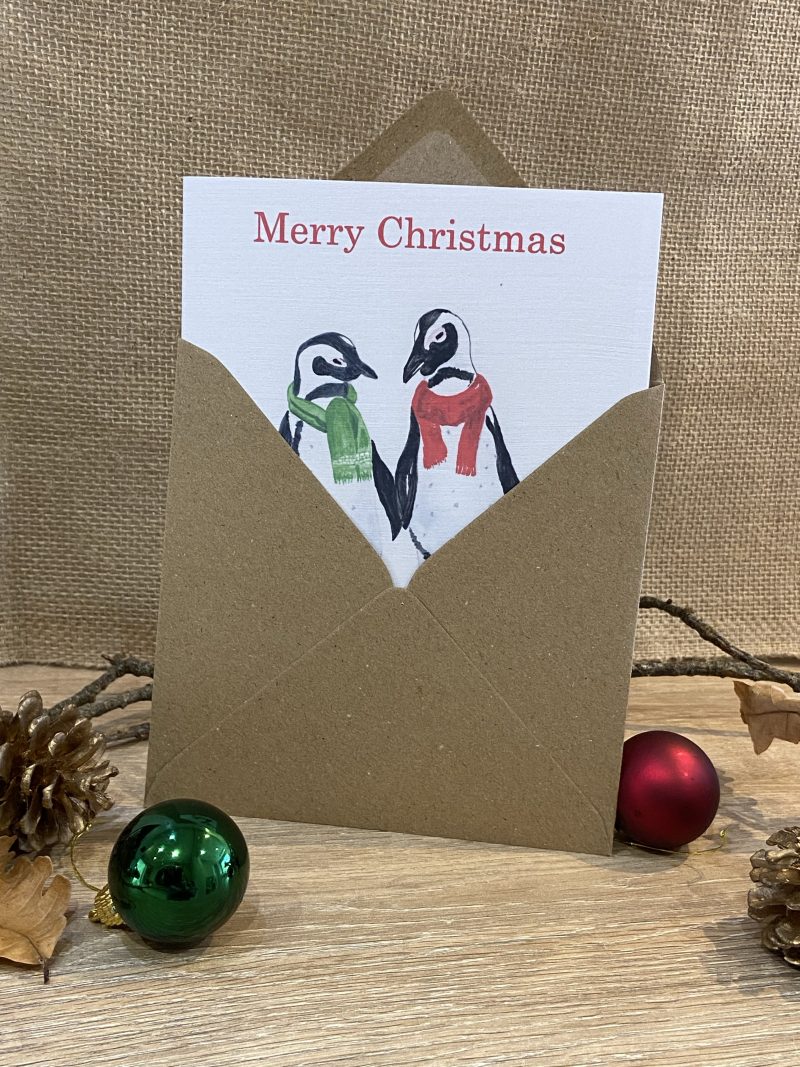 Watercolour Penguin Christmas Card