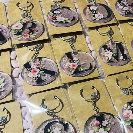 Personalised Initial Resin Keyring with Glitter
