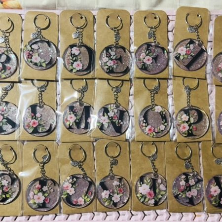 Personalised Initial Resin Keyring with Glitter