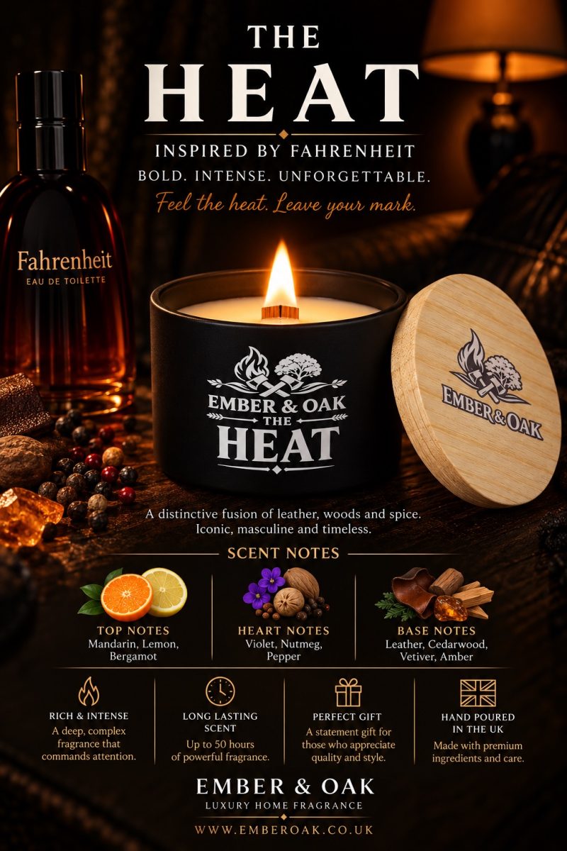 The Heat – Inspired by Dior Fahrenheit | Candles, Wax Melts and Snap Bars