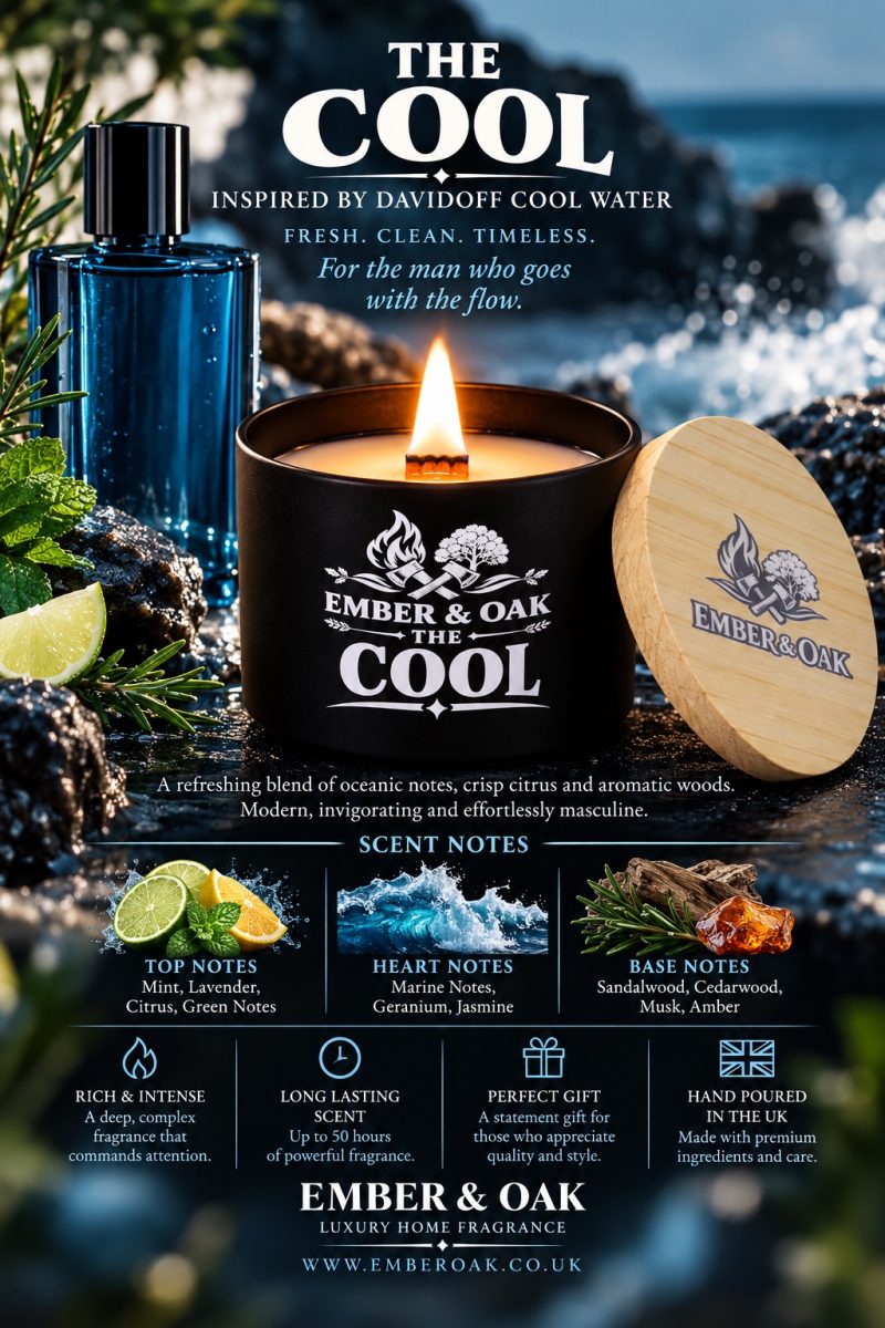 The Cool – Inspired by Davidoff Cool Water | Candles, Wax Melts and Snap Bars