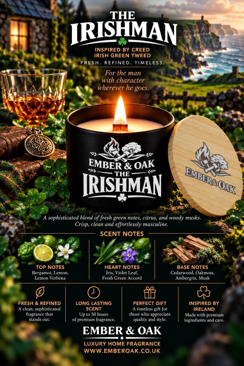 The Irishman – Inspired by Creed Green Irish Tweed | Candles, Wax Melts and Snap Bars