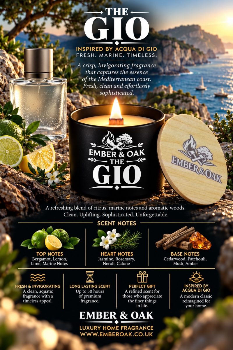 The Gio – Inspired by Armani Acqua di Giò | Candles, Wax Melts and Snap Bars