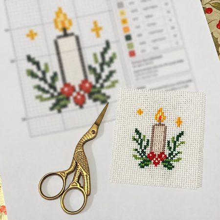 Simple Christmas Christingle Candle Cross Stitch Pattern Chart Perfect for Cards and Gift Tags