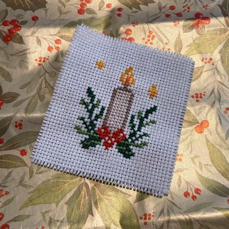 Simple Christmas Christingle Candle Cross Stitch Pattern Chart Perfect for Cards and Gift Tags