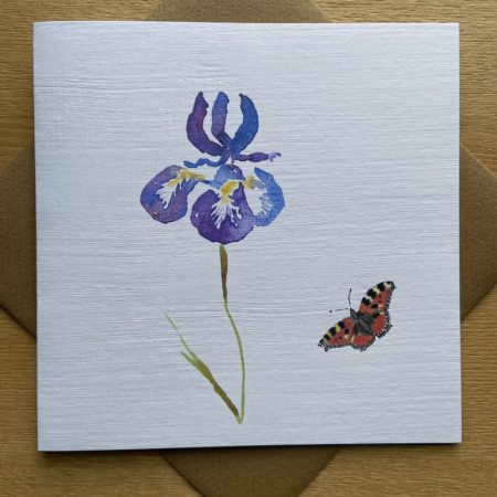 Watercolour Iris and Butterfly