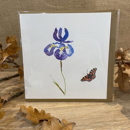 Watercolour Iris and Butterfly