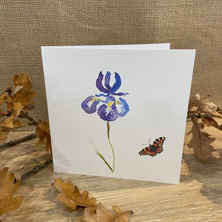 Watercolour Iris and Butterfly