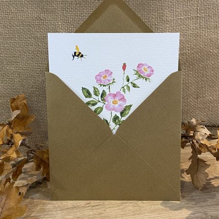 Watercolour Wild Rose Card