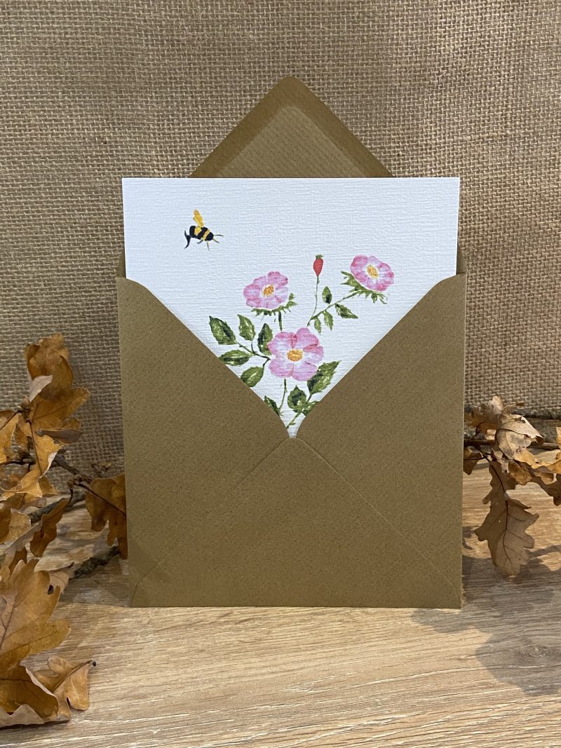 Watercolour Wild Rose Card