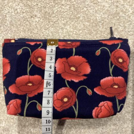 Small Navy/Red Poppy Fabric Zipped Lined Make Up Bag/Cosmetic Pouch/Coin Purse/Card Purse