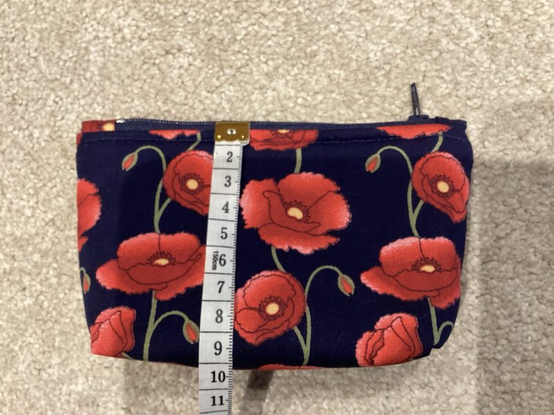 Small Navy/Red Poppy Fabric Zipped Lined Make Up Bag/Cosmetic Pouch/Coin Purse/Card Purse