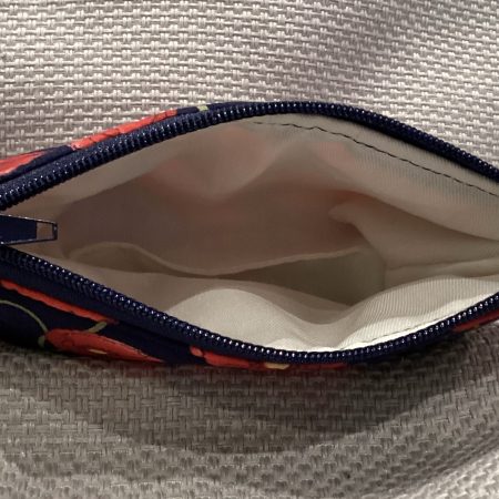 Small Navy/Red Poppy Fabric Zipped Lined Make Up Bag/Cosmetic Pouch/Coin Purse/Card Purse