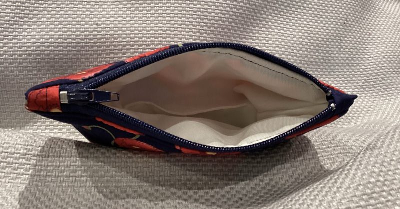 Small Navy/Red Poppy Fabric Zipped Lined Make Up Bag/Cosmetic Pouch/Coin Purse/Card Purse