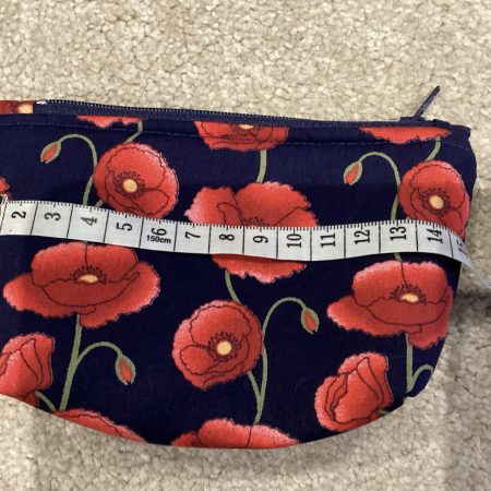 Small Navy/Red Poppy Fabric Zipped Lined Make Up Bag/Cosmetic Pouch/Coin Purse/Card Purse