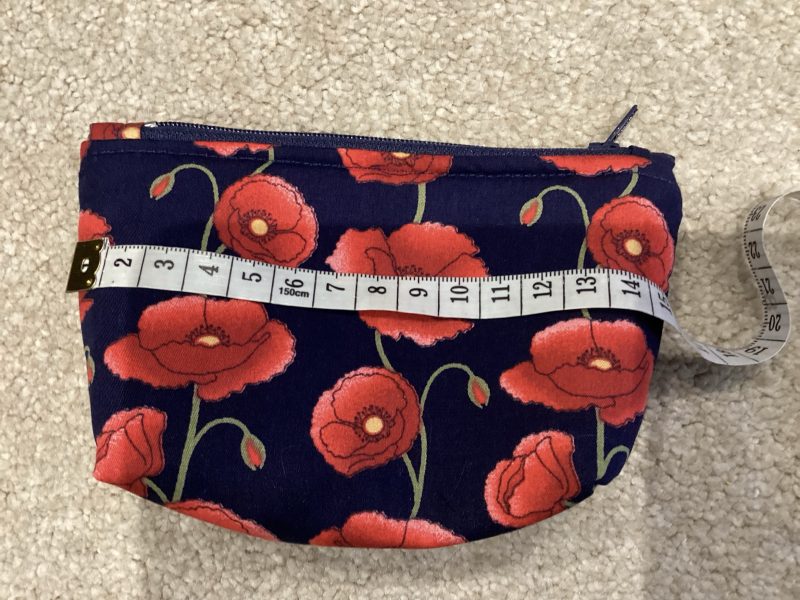 Small Navy/Red Poppy Fabric Zipped Lined Make Up Bag/Cosmetic Pouch/Coin Purse/Card Purse
