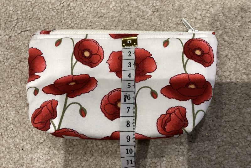 Small White/Red Poppy Fabric Zipped Lined Make Up Bag/Cosmetic Pouch/Coin Purse/Card Purse