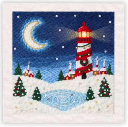 Punch Needle Kit | Christmas Lighthouse (with Frame)